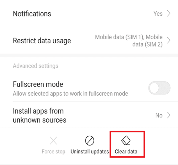 Under Google Pay, click on the Clear data option