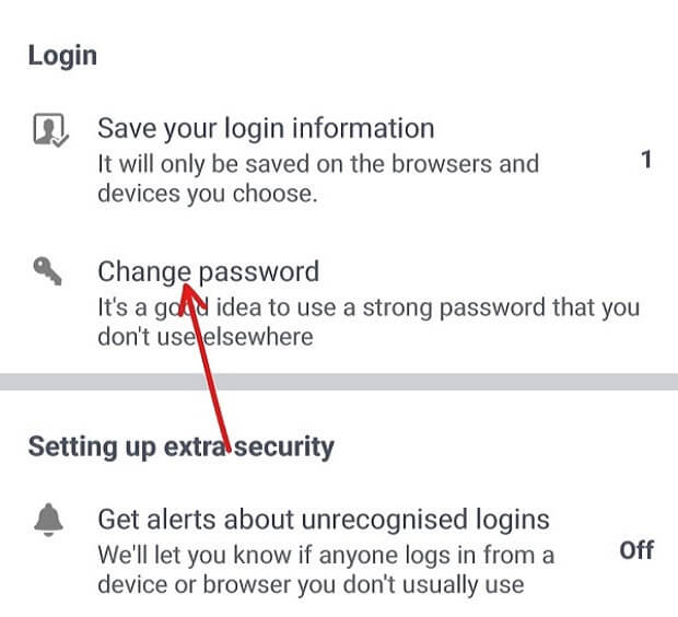Under Login, click on Change password