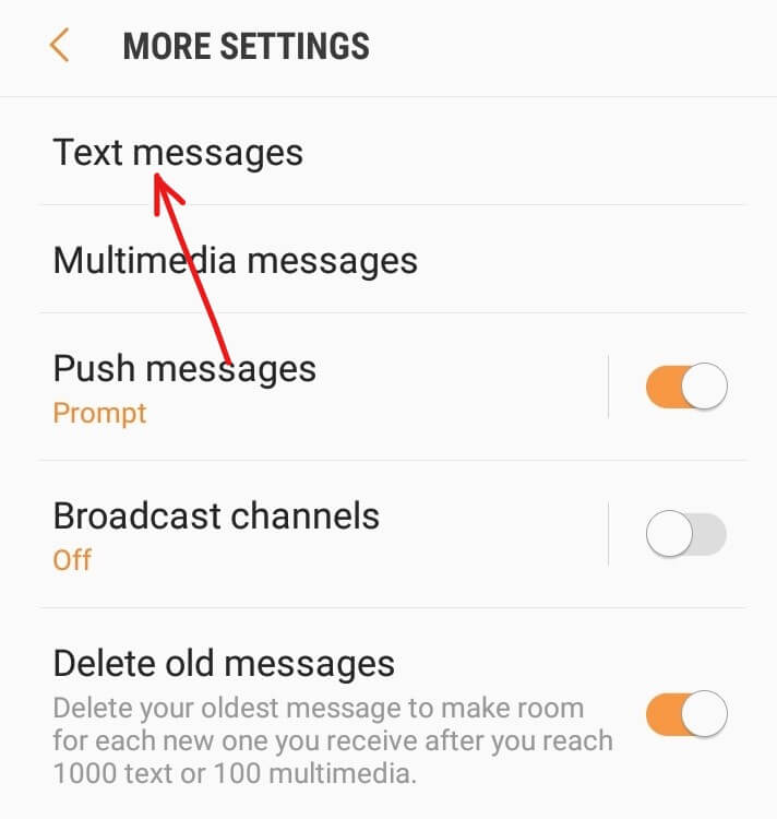 Under More Settings, tap on Text messages