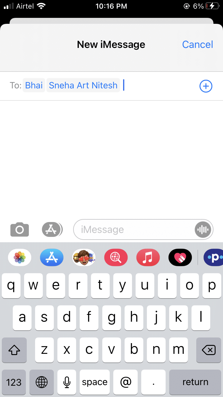 Under New iMessage, type the names of the contacts that you want to add to the group