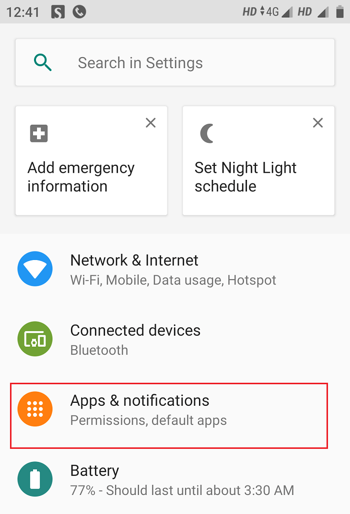 Under Settings tap on Apps & notifications