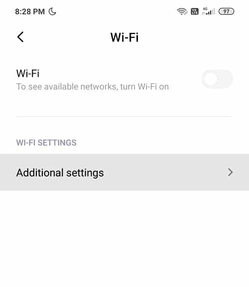 Under Wi-Fi, tap on Additional settings
