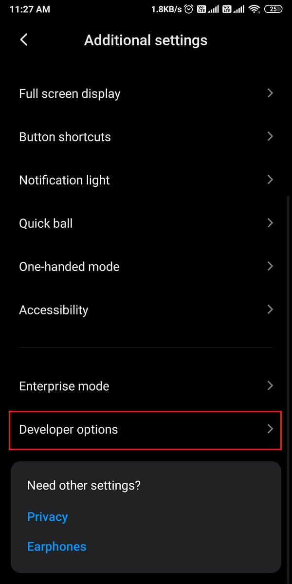 Under advanced, go to developer options. Some users will find developer options under additional settings.