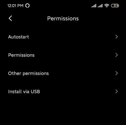 Under apps, select permissions -> other permissions