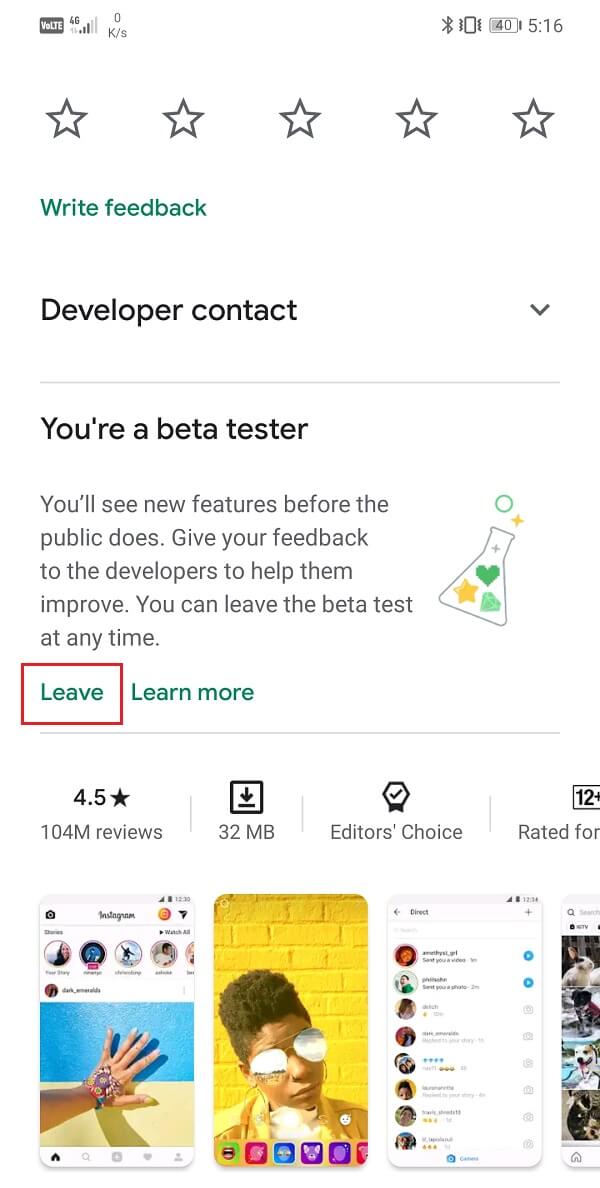 Under the “You’re a beta tester” section, you will find the Leave option