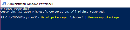 Uninstall photo apps from the powershell