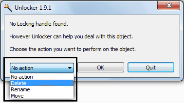 Unlocker fix Folder in use The action can't be completed Error