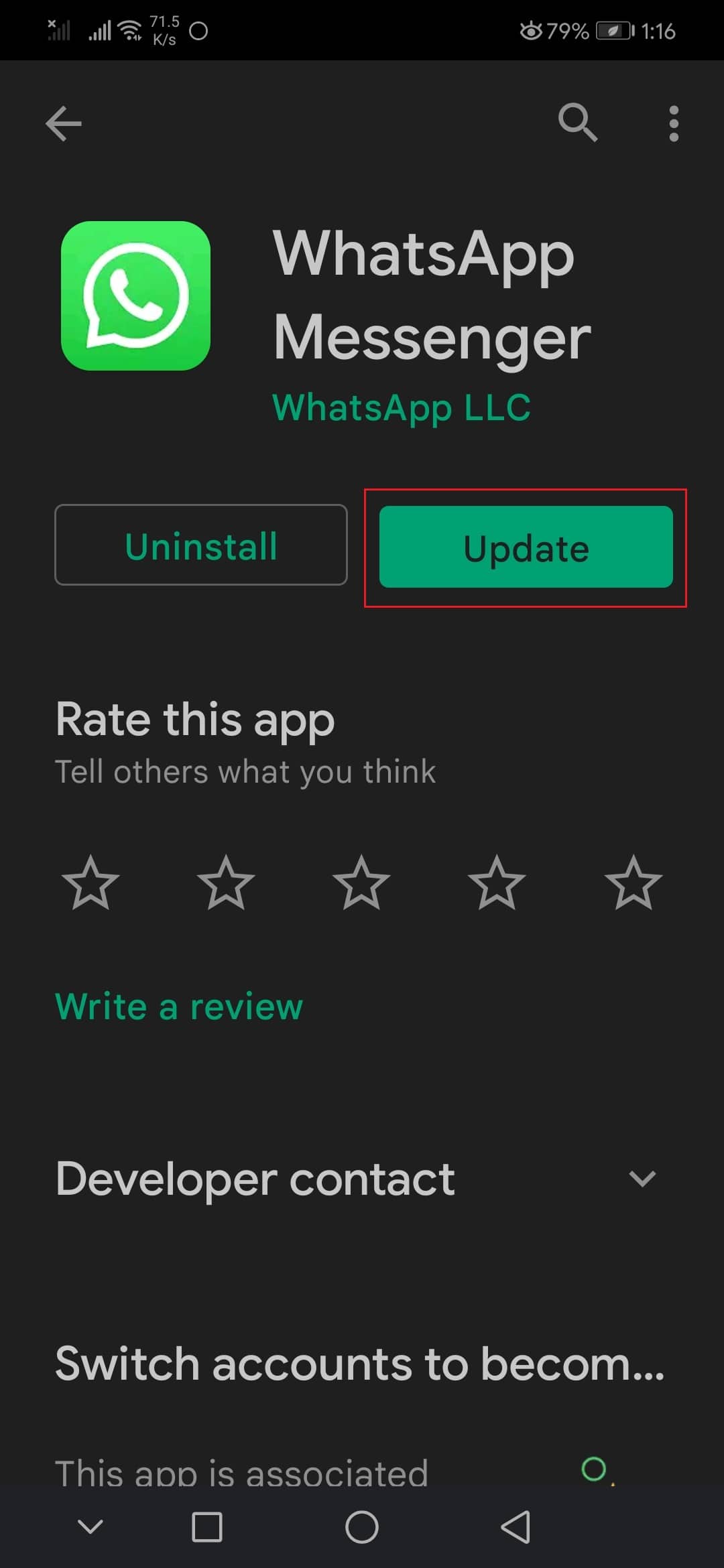 Update WhatsApp Messenger from PlayStore