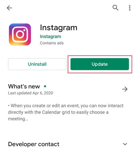 Der Benutzer kann im „Play Store“ nach neuen Updates der Anwendung suchen