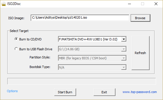 Using CD or DVD to create a password reset disk