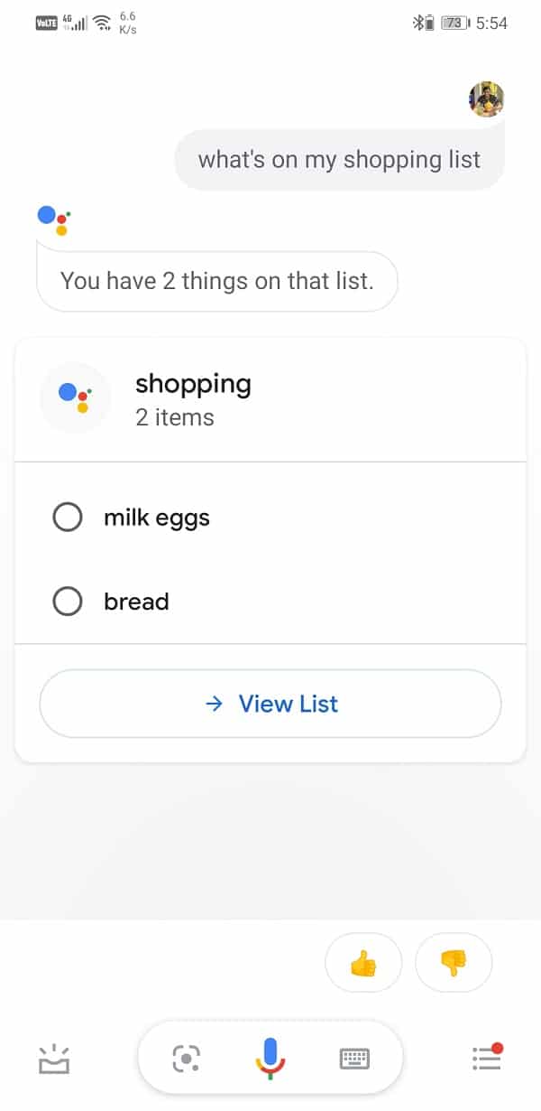 View this list by saying “show my shopping list”