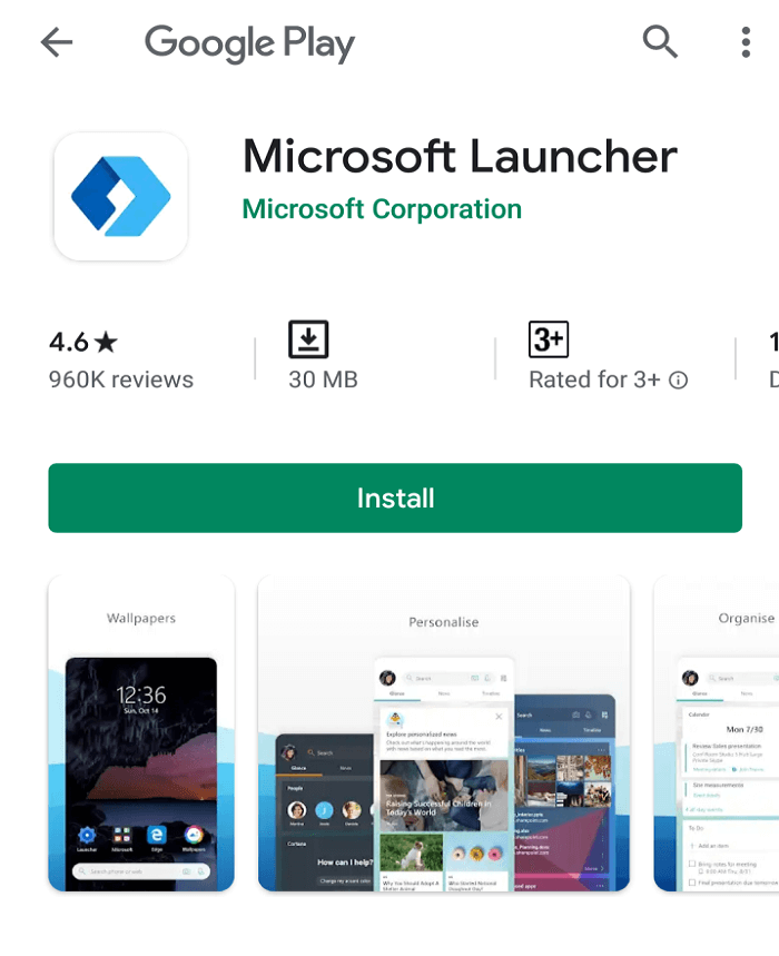When you will click on that link, it will redirect you to the Microsoft Launcher app