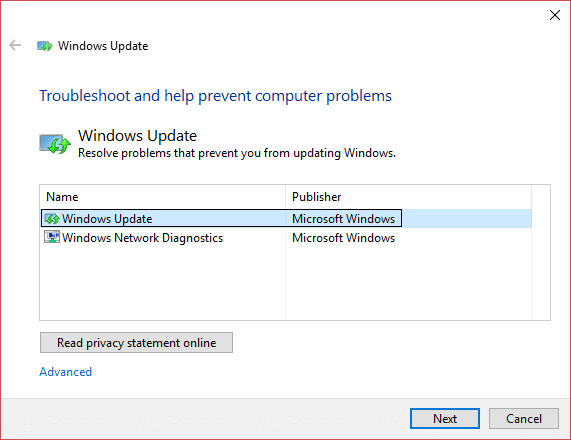 Windows Update ақаулықтарын жою құралы