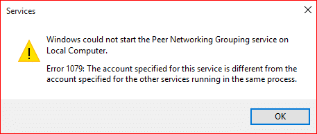 Windows could not start the Peer Name Resolution Protocol service on Local Computer. Error 107