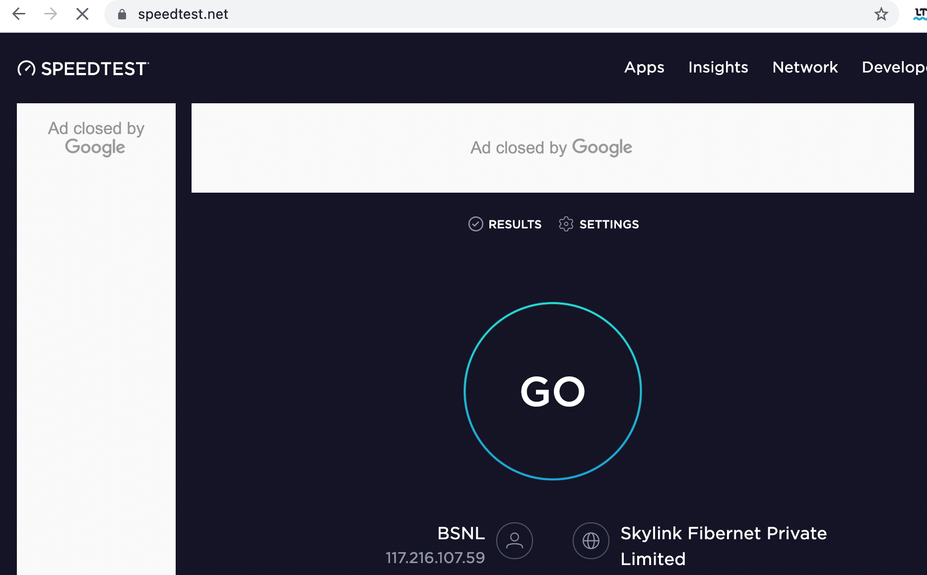 You can do a quick internet speed test on speedtest.net