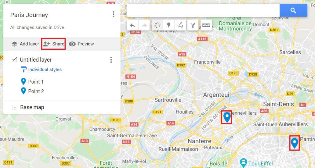 Sie können die benutzerdefinierte Karte teilen | So setzen Sie einen Pin auf Google Maps (mobil und Desktop)