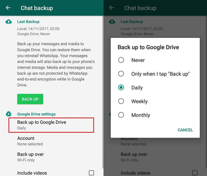 You will get an option to Restore your chats from a backup