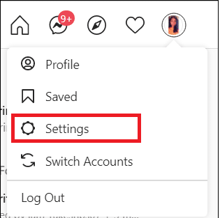 A drop down menu appears Click kn the settings