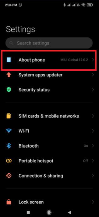 About phone option