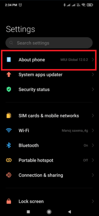 About phone option