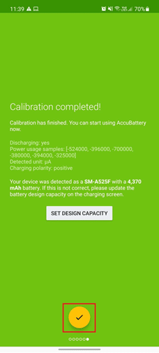 AccuBattery Installation completion page