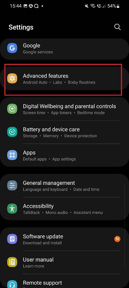 advanced features option. Fix Can’t Take Screenshot Due to Security Policy