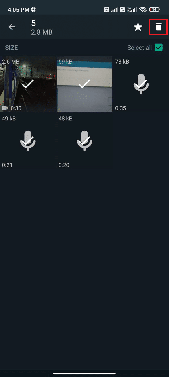 Trash icon. Fix WhatsApp Status Not Showing