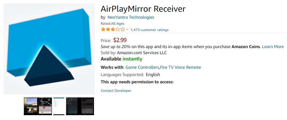 airplay mirror receiver amazon appstore