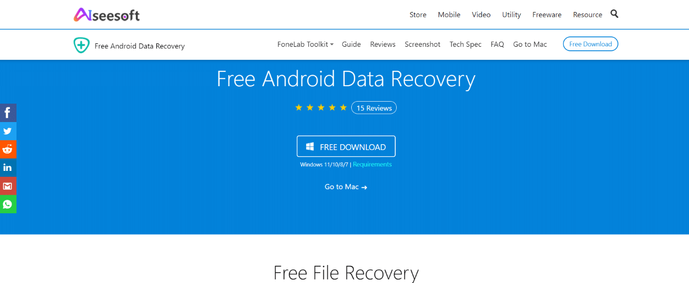Recuperação de dados do Aiseesoft Android