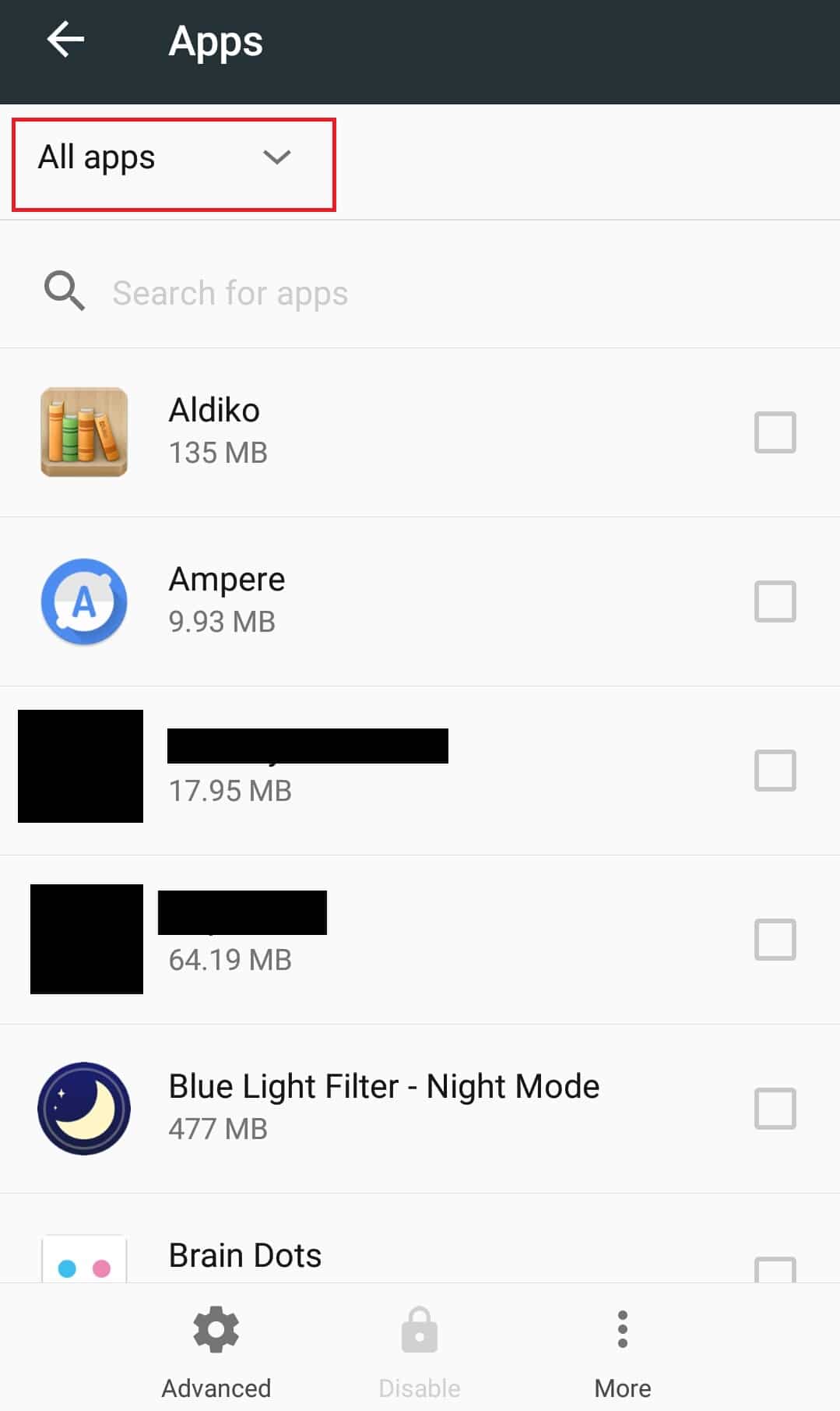 All apps option. How to Unhide Apps on Android