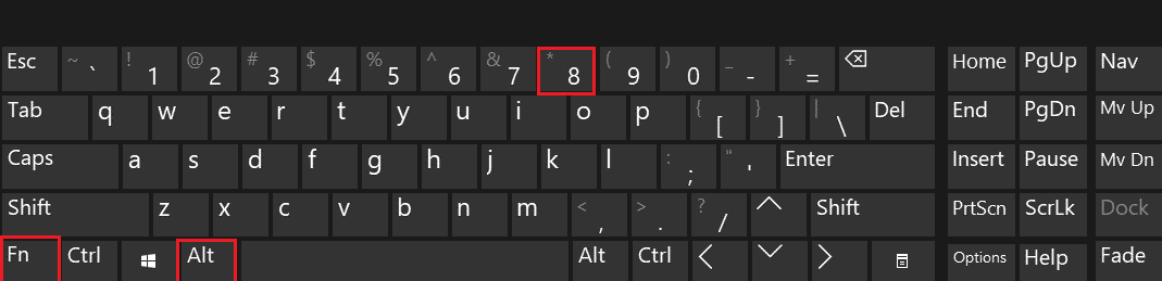 تركيبة المفاتيح Alt + F8