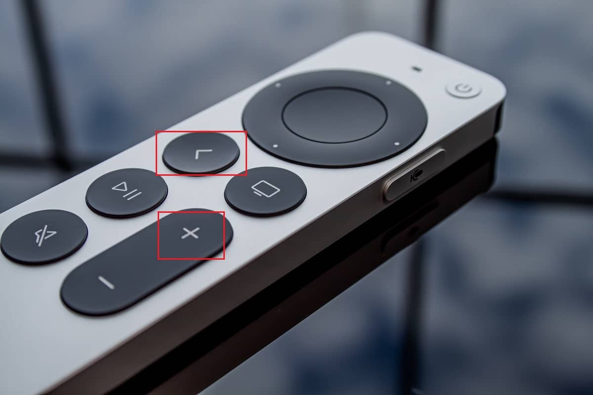 press home back and volume up button in apple tv remote