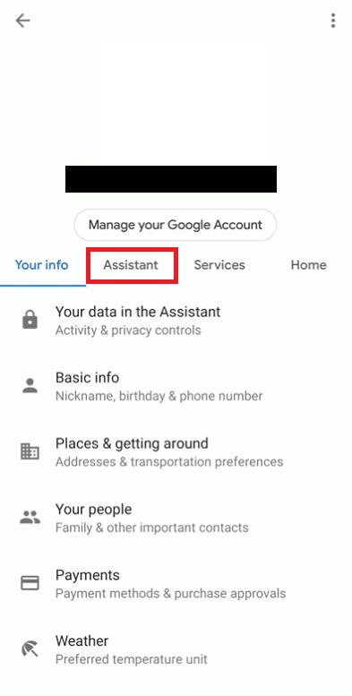 Assistant tab