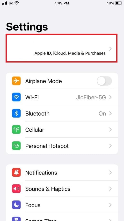At the top of the screen, tap on the Apple ID | How to Remove a Family Member on PS4
