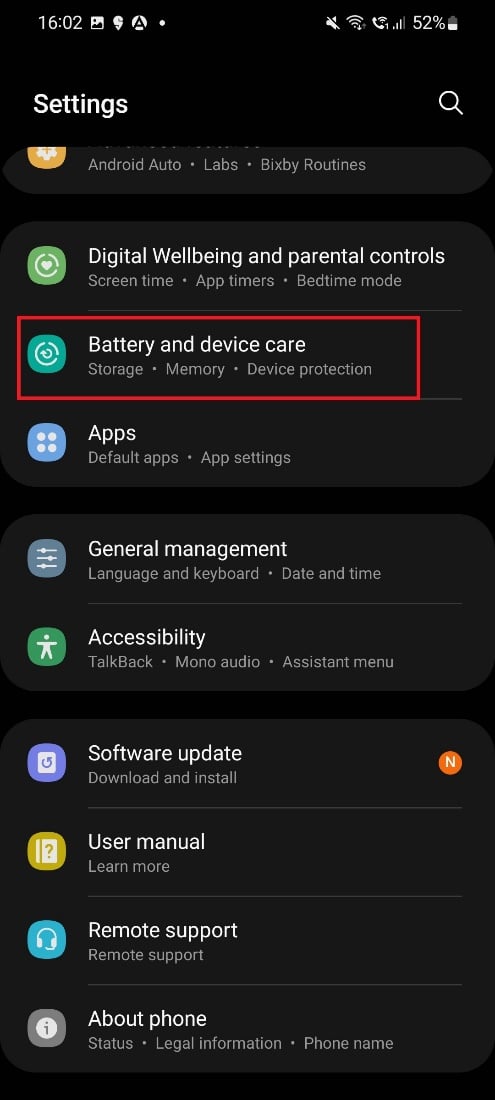 battery and device care option
