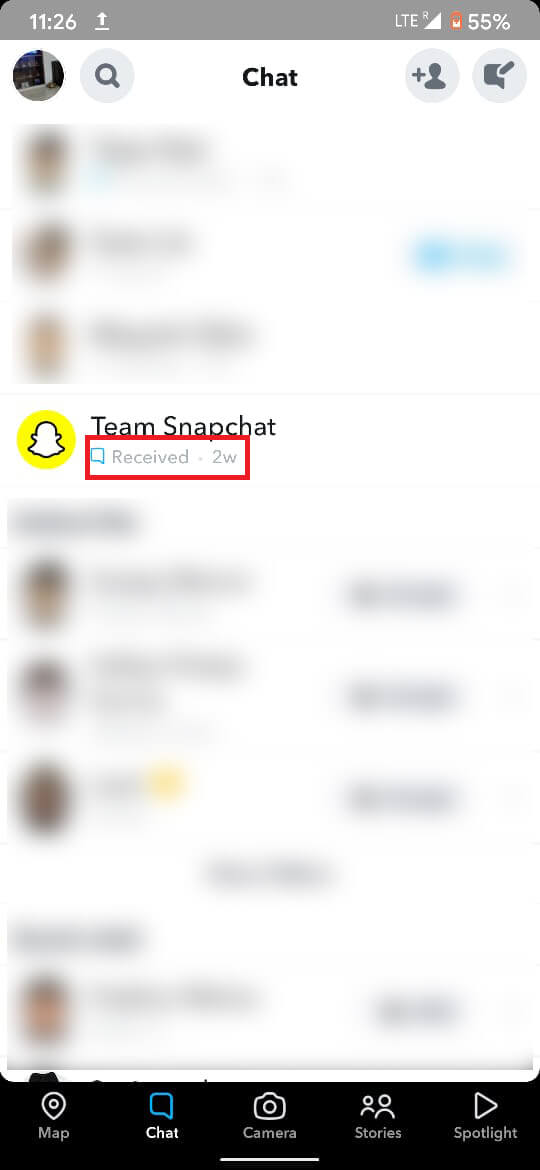blue chat symbol below the user’s name along with a text stating ‘Received. | What Does Pending Mean On Snapchat