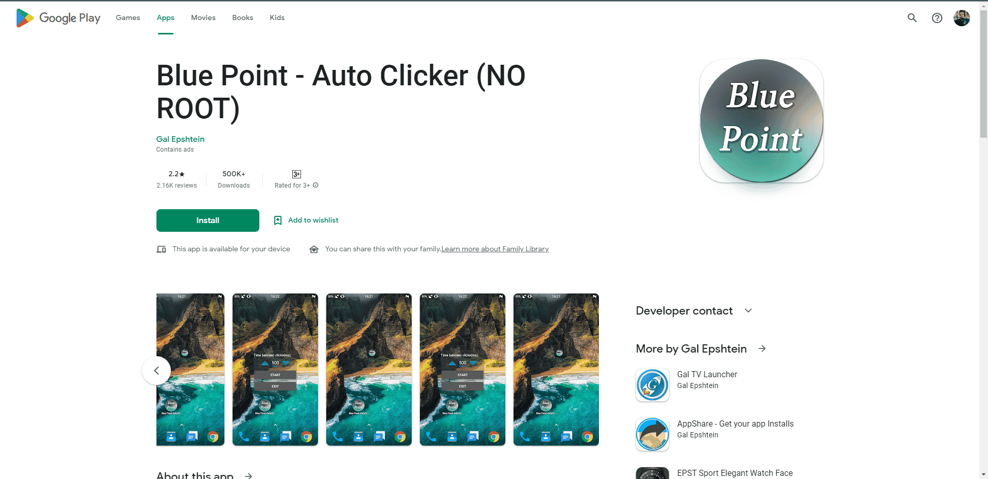 Blue Point Play Store webpage