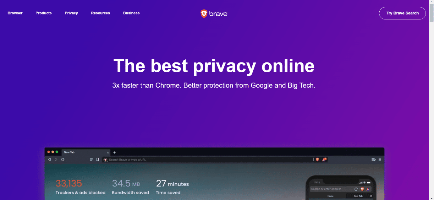 Brave Browser. best web browser for Android