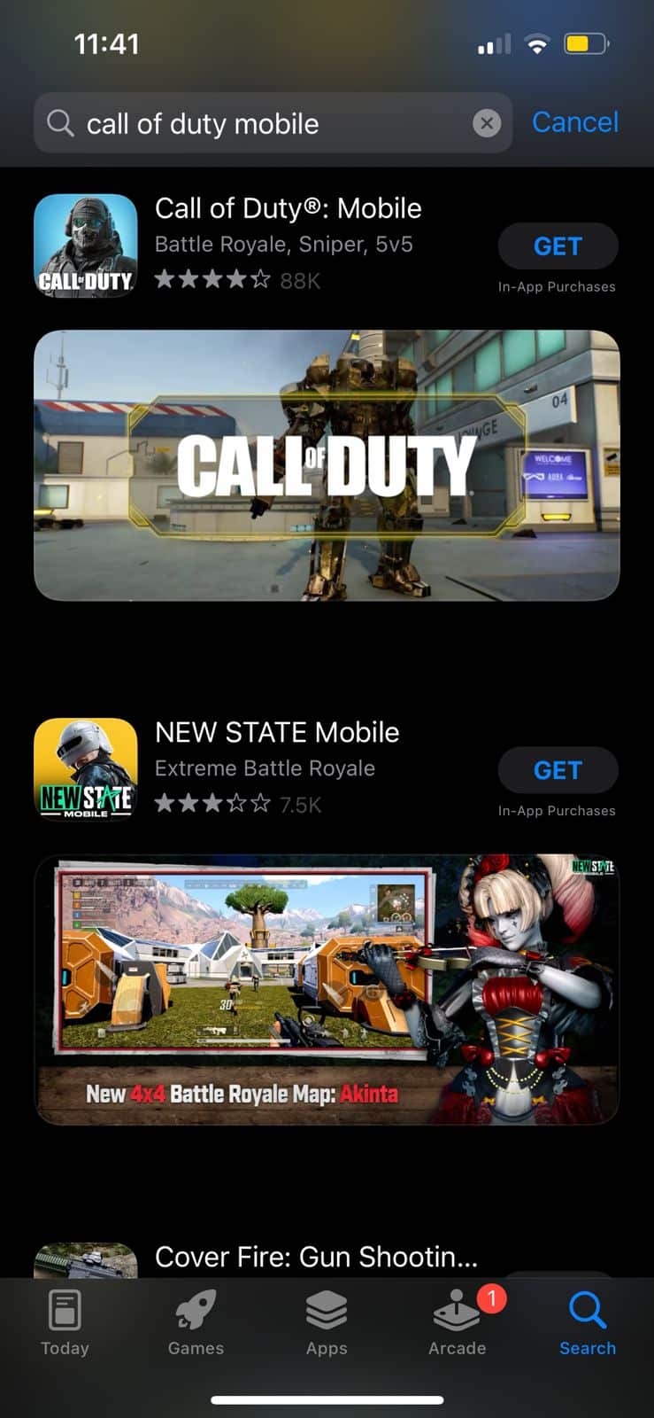 Call of Duty Mobile в магазине приложений