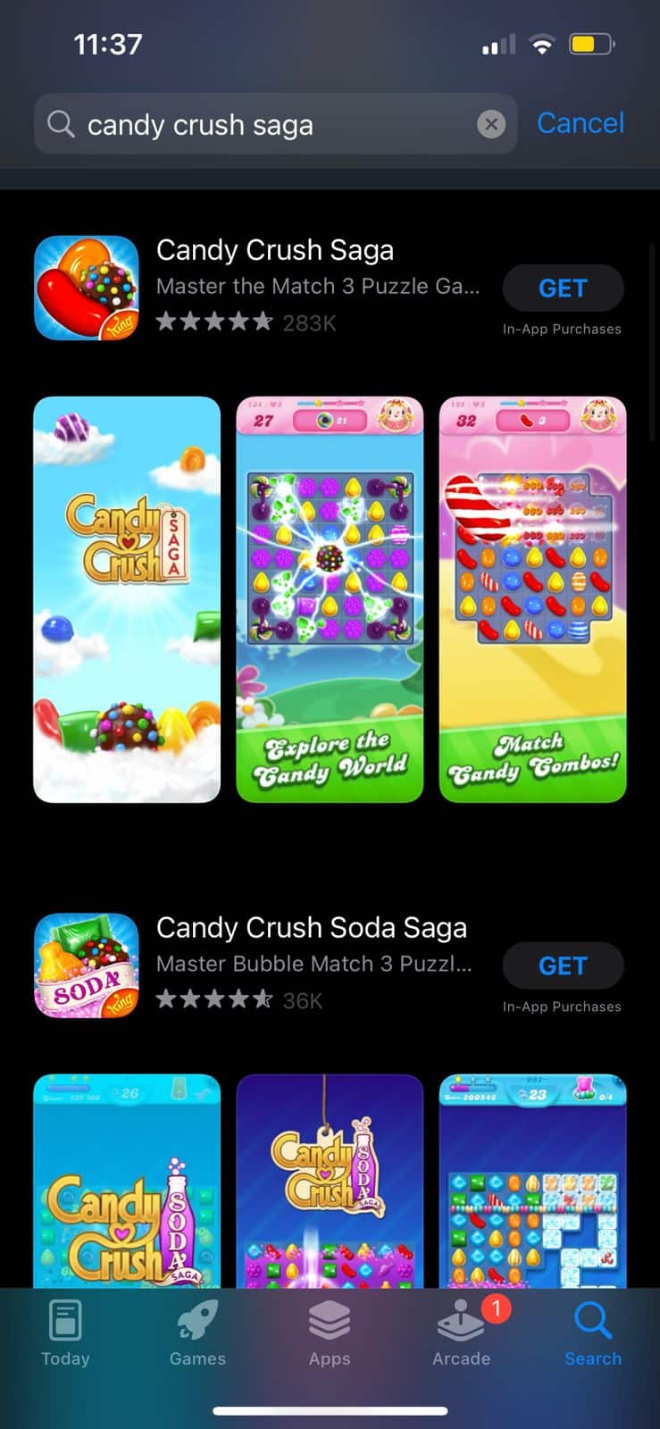 Candy Crush Saga в магазине приложений