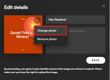 change photo in spotify app windows