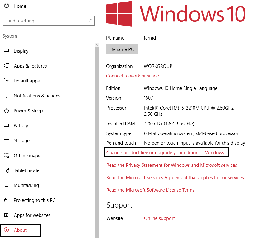 changez la clé de produit ou mettez à niveau votre édition de Windows