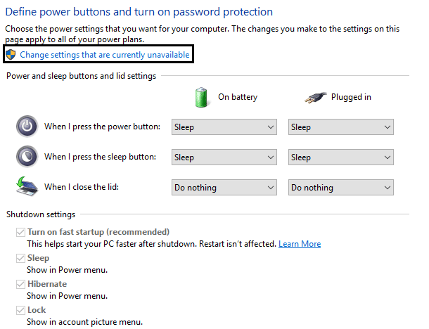 change settings that are currently unavailable | Fix Windows 10 Keyboard Not Working