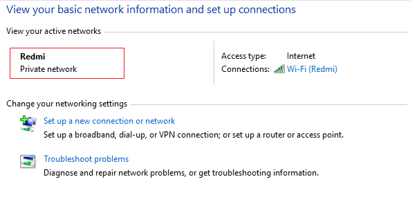 change your WiFi to private network in oder to Fix WiFi keeps disconnecting issue on Windows 10