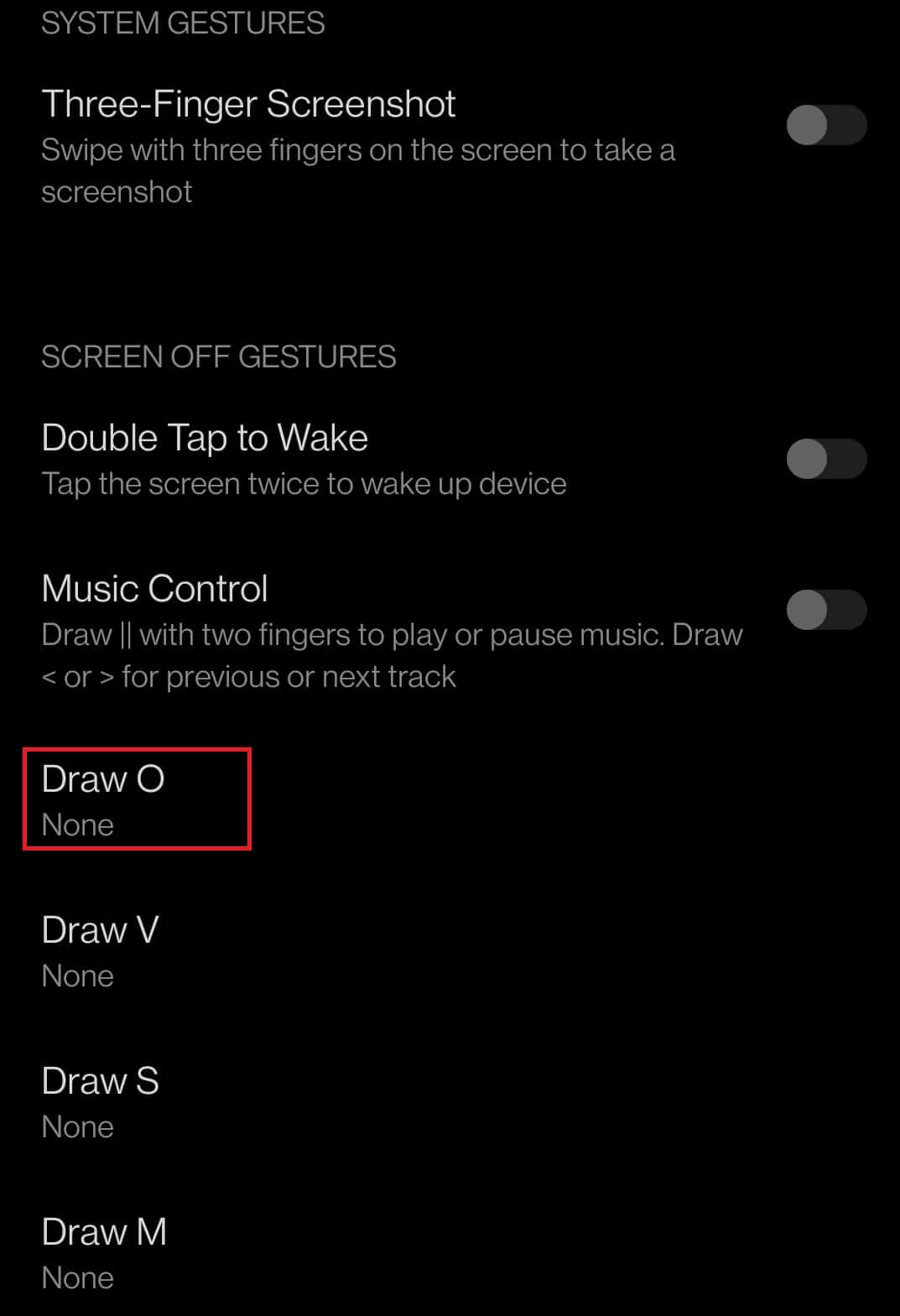 Choose a gesture. For example, Draw O | How to Turn On Flashlight on Android Phone