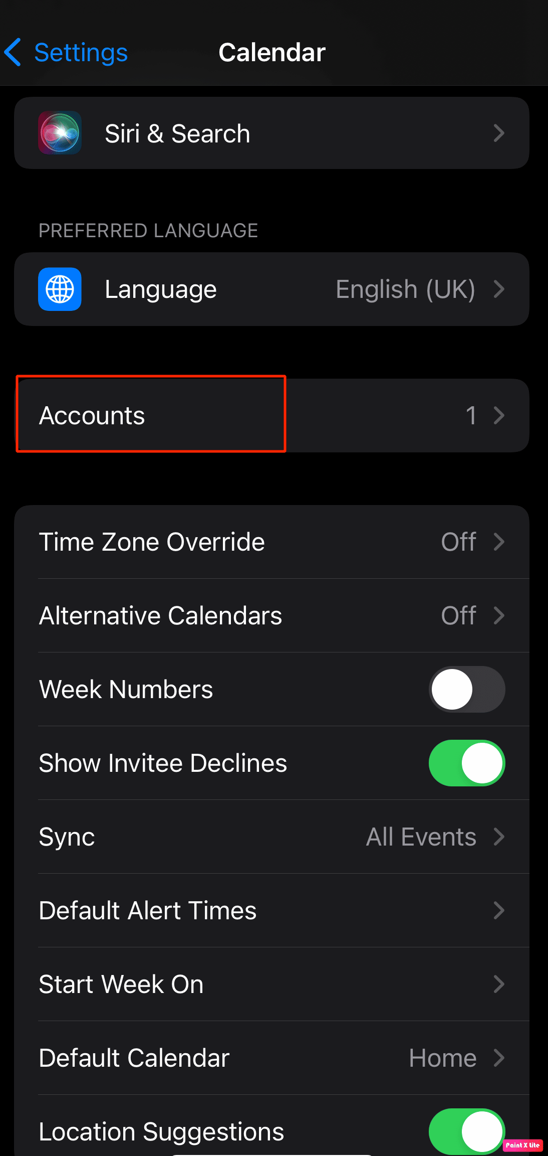 choose accounts option