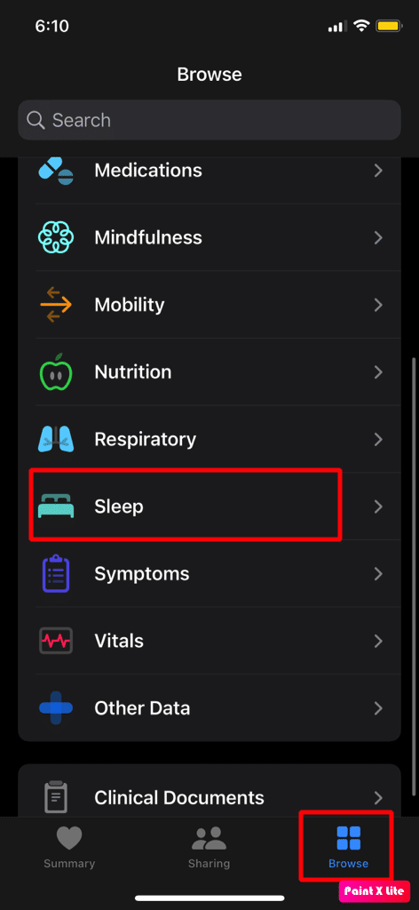 göz atma seçeneğini seçin ve ardından uyku seçeneğine dokunun. İPhone'da Uyku Modu Nasıl Kapatılır