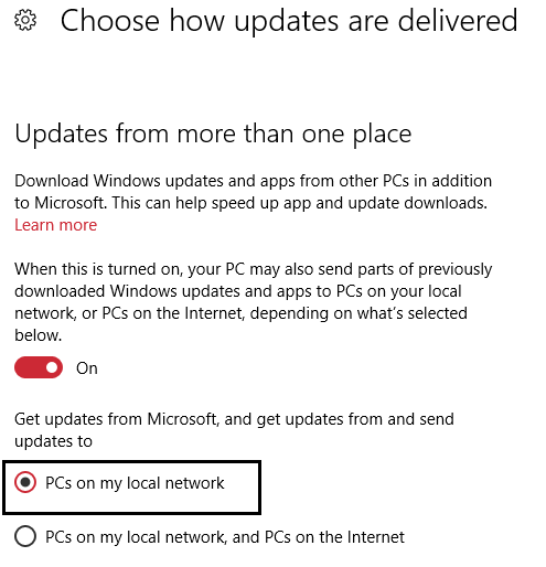 choose how updates are delivered