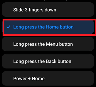 choose Long press the home button