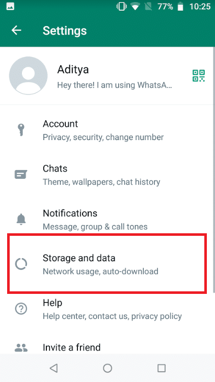 Storage နှင့် Data ကိုရွေးချယ်ပါ။ iPhone နှင့် Android တွင် WhatsApp Video Call အလုပ်မလုပ်ခြင်းကို ဖြေရှင်းပါ။